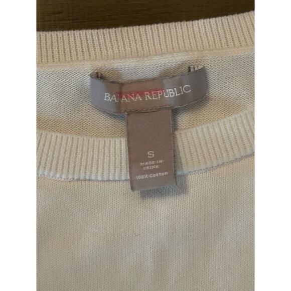 Banana Republic Women's White Blue Stripe Pattern cotton Sweater Size Small - Picture 2 of 8